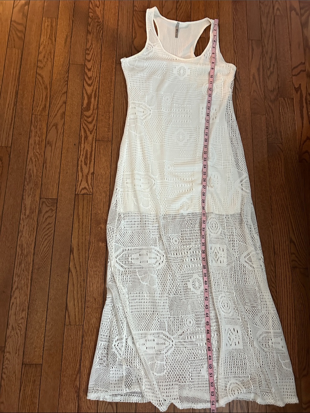 Sleeveless White Crochet Maxi Dress - Lightweight Summer Layer - Picture 8 of 9